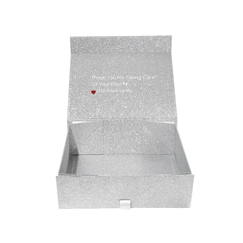 silver magnetic gift boxes with ribbon wholesale