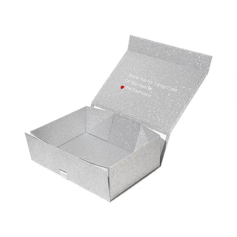 silver magnetic gift boxes with ribbon wholesale